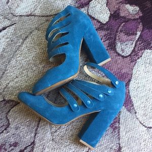 Teal Suede Heels